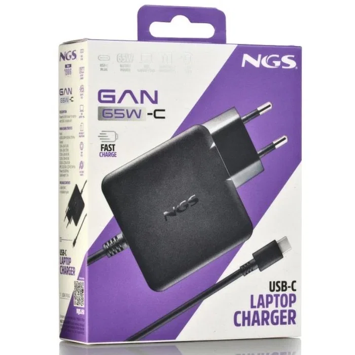 NGS Cargador de Pared GaN USB-C 65W Negro GAN65W-C